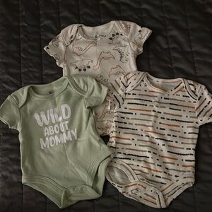 Baby Onesies Set - Green, Cream, and Patterned
